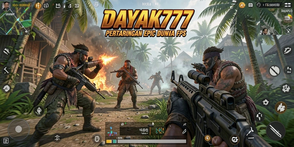 Screenshot utama DAYAK777 menunjukkan aksi mendebarkan dalam permainan FPS.