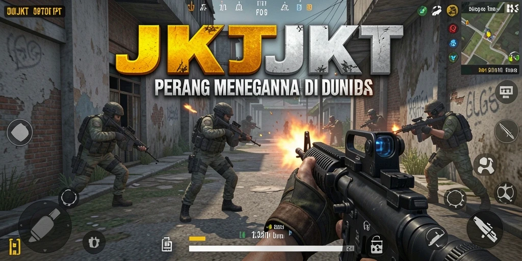 Tampilan gameplay intens di <strong>JKTJKT</strong> dengan aksi tembak-menembak.